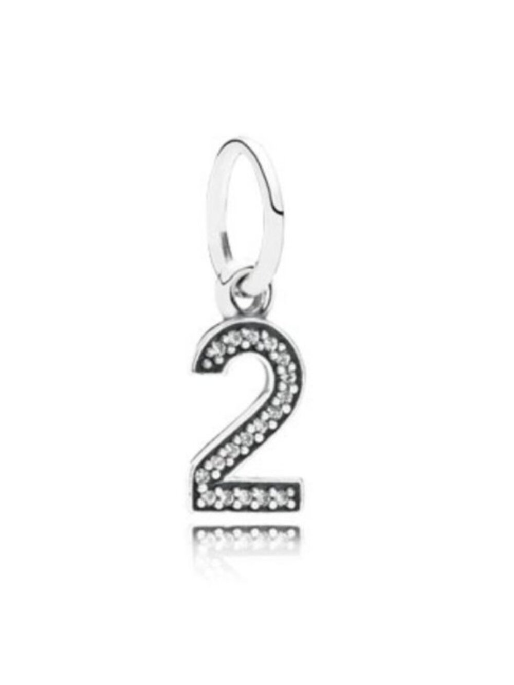 Pandora Retired Sterling Silver Number Two Dangle with Clear Zirconia - 791340CZ